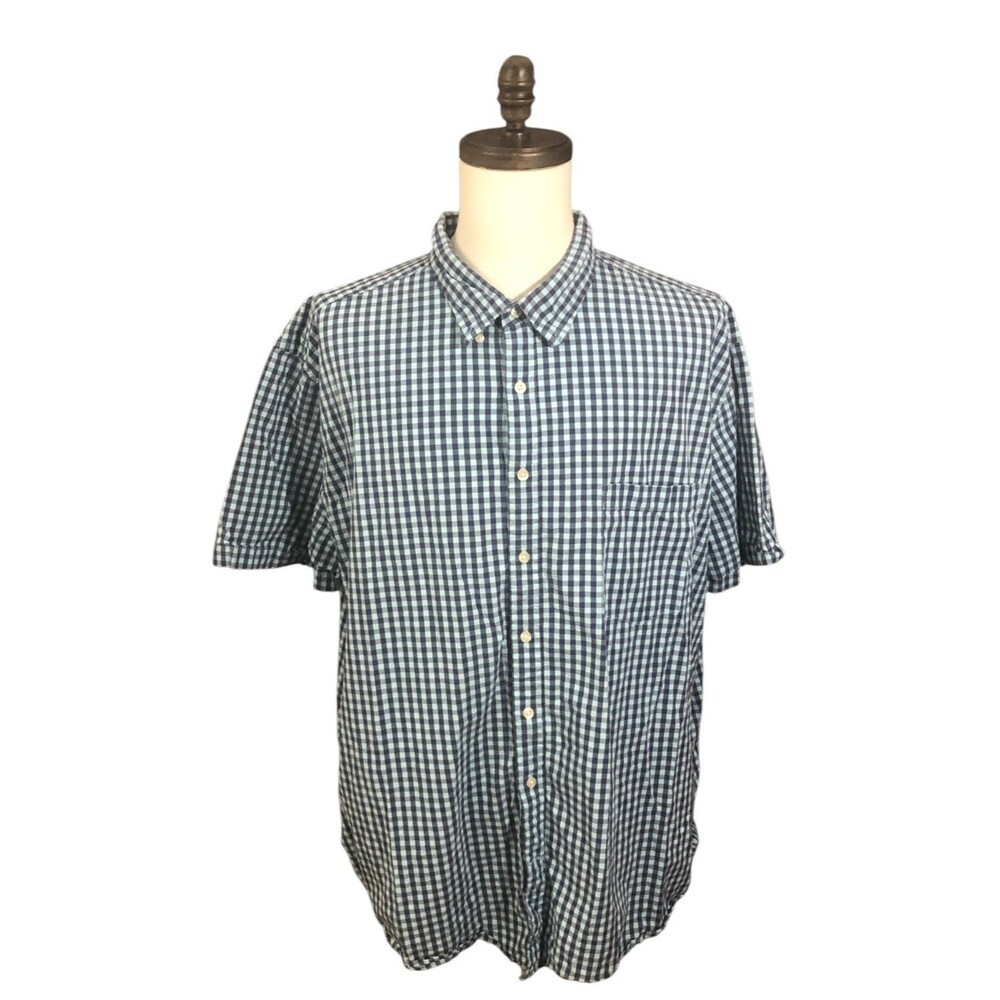 Foundry Button Down Shirt Blue Plaid Mens 3XL Comfort Stretch